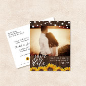 素朴ひまわり&ライトウェディング日付を保存 ポストカード