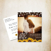 素朴ひまわり&ライトウェディング日付を保存 ポストカード