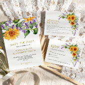素朴ひまわり&ラバンダー日付を保存 招待状