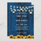 素朴ひまわり&ランタンブルーバ結婚ン 招待状 (正面/裏面)