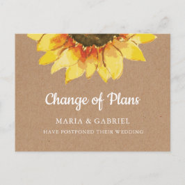 素朴ひまわり。延期クラフト日付の変更 インビテーションポストカード