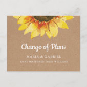 素朴ひまわり。延期クラフト日付の変更 インビテーションポストカード (正面)