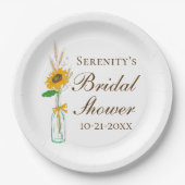 素朴ひまわり、秋カントリーフローラ結婚ズ ペーパープレート (正面)