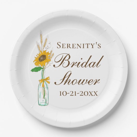 素朴ひまわり、秋カントリーフローラ結婚ズ ペーパープレート (正面)