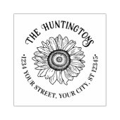 素朴ひまわり#1カスタム名住所 ラバースタンプ (インプリント)