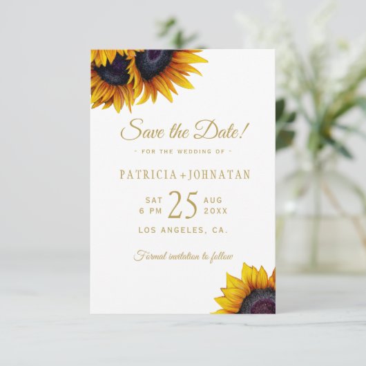 素朴ひまわりPHOTO日付の結婚保存 セーブザデート (スタンド正面)