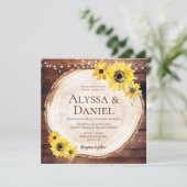 素朴ひまわりString lights Wood Cut's 結婚 招待状 (スタンド正面)
