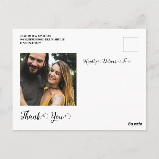 素朴ひまカスタムわりの写真結婚の感謝 ポストカード (裏面)