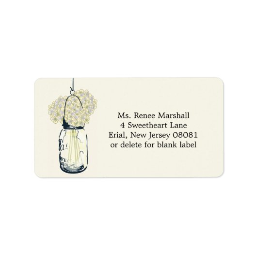 素朴ぶら下がったメイソンのアジサイ ラベル (正面)