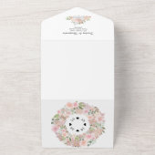 素朴ほこりっぽいバラ水カラーフローラ結婚ズ オールインワン招待状 (外側)