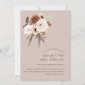 素朴ほこりっぽいピンクと緑のフローラ結婚ズ 招待状 (正面)