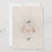 素朴ほこりっぽいピンクのバラ&ワイルドフラワー結婚ズ サンキューカード (裏面)