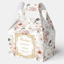 素朴ほこりっぽいピンクアイボリーフローラ結婚式の引き出物箱 フェイバーボックス