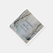 素朴ほこりっぽい青い冬の森の水の色結婚の スタンダードカクテルナプキン (角)