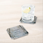 素朴ほこりっぽい青い冬の森の水の色結婚の ラウンドペーパーコースター (インサイチュ)