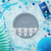 素朴ほこりっぽい青い白い牛のスカルパタ結婚ーン ペーパープレート (パーティー)