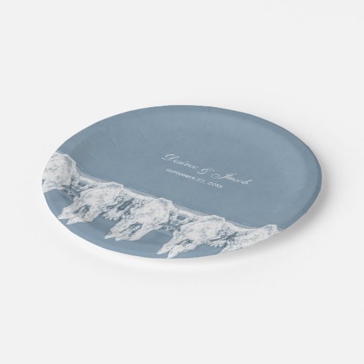 素朴ほこりっぽい青い白い牛のスカルパタ結婚ーン ペーパープレート (アングル)