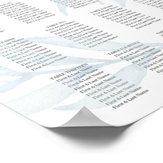 素朴ほこりっぽい青結婚葉の座席表 ポスター (角)