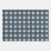 素朴アイスブルーのプレイド水牛チェック混合パターン ラッピングペーパーシート (正面3)