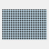 素朴アイスブルーのプレイド水牛チェック混合パターン ラッピングペーパーシート (正面2)