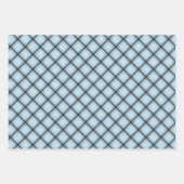 素朴アイスブルーのプレイド水牛チェック混合パターン ラッピングペーパーシート (正面)