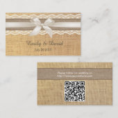 素朴アイボリーリボン&レースバーラップの結婚ウェブサイト エンクロージャーカード (正面/裏面)