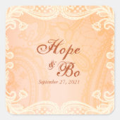 素朴アイボリーレース結婚式用シール スクエアシール (正面)