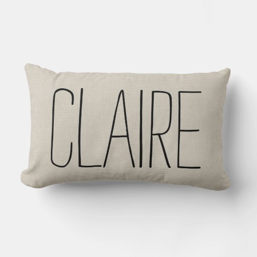 素朴アイボリー名モノグラム ランバークッション (正面)