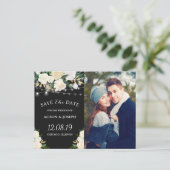 素朴アイボリー金ゴールドフローラ日付の写真の保存 案内ポストカード (スタンド正面)