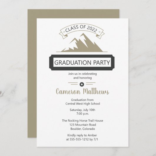素朴アウトドアマウンテンテーマ卒業党 招待状 (正面/裏面)