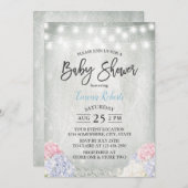 素朴アジサイフローラエレガントベビーシャワー 招待状 (正面/裏面)