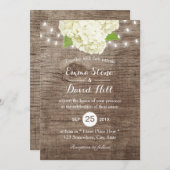 素朴アジサイ&ストリングライツバーンウッド結婚ズ 招待状 (正面/裏面)