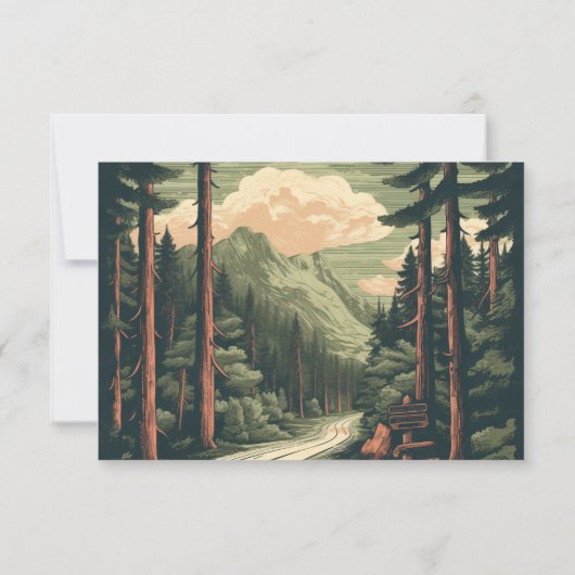 素朴アドベンチャーマウンテン結婚フォレストズ詳細 出欠カード (裏面)