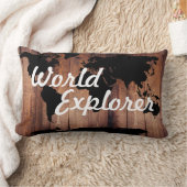 素朴アドベンチャーワールドエクスプローラーワールドマップダーク ランバークッション (ブランケット)
