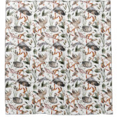 素朴アヒル,ゲーゼ,ウサギ,紅葉 シャワーカーテン (正面)