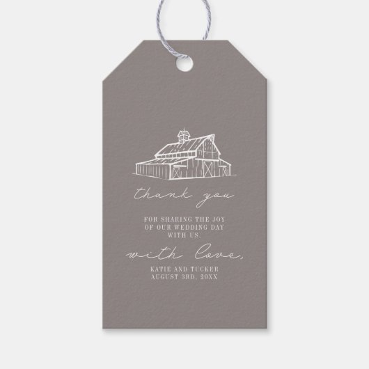 素朴アメジストグレイ結婚バーンファームサンキュー ギフトタグ (正面)