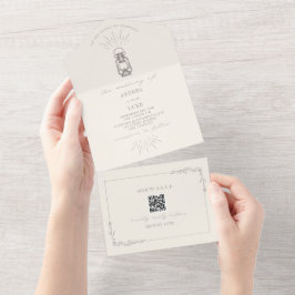 素朴アメジストランタンQRコードRSVP オールインワン招待状