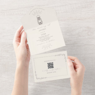 素朴アメジストランタンQRコードRSVP オールインワン招待状