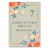 素朴アンティークフローラ水色退職パーティー テーブルナンバー (正面)