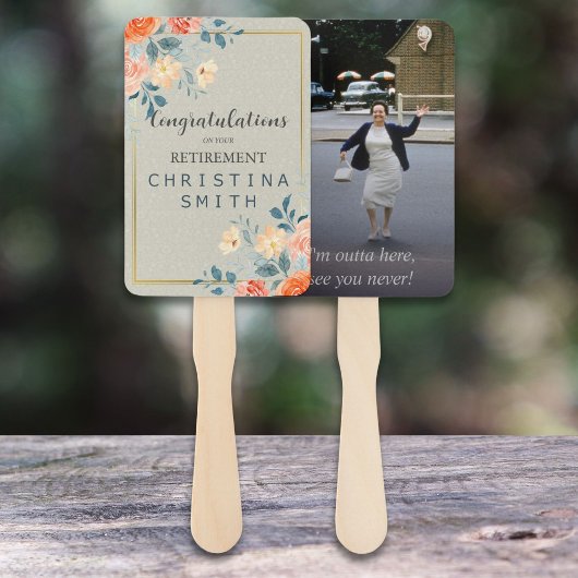 素朴アンティークフローラ水色退職パーティー ハンドファン