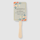 素朴アンティークフローラ水色退職パーティー ハンドファン (正面)