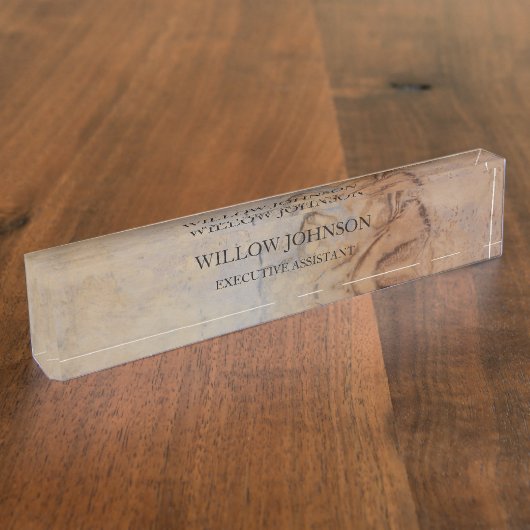 素朴アンティークヴィンテージシンプル紙プロフェッショナル デスクネームプレート (側面)