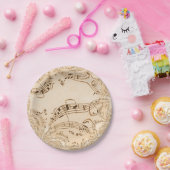 素朴アンティーク音符 ペーパープレート (パーティー)