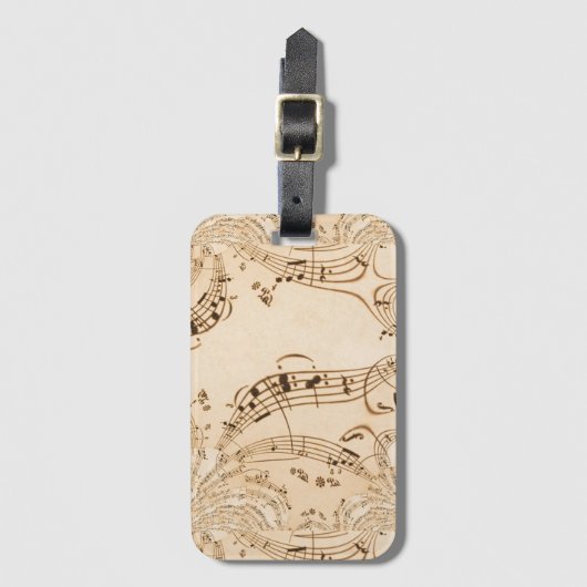 素朴アンティーク音符 ラゲッジタグ (正面縦)