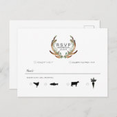 素朴アントラーと緑の水彩 | RSVP 案内ポストカード (正面/裏面)