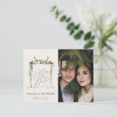 素朴アントラーの水の色bohoフローラ日付を保存 ポストカード (スタンド正面)