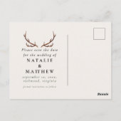 素朴アントラーの水の色bohoフローラ日付を保存 ポストカード (裏面)