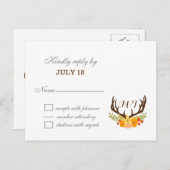 素朴アントラーディアフローラウッドラ結婚ンド インビテーションポストカード (正面/裏面)