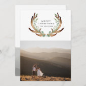 素朴アントラーモダンメリークリスマスホリデーカード シーズンカード (正面/裏面)