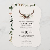 素朴アントラー卒業パーティー招待状 セーブザデート (正面/裏面)